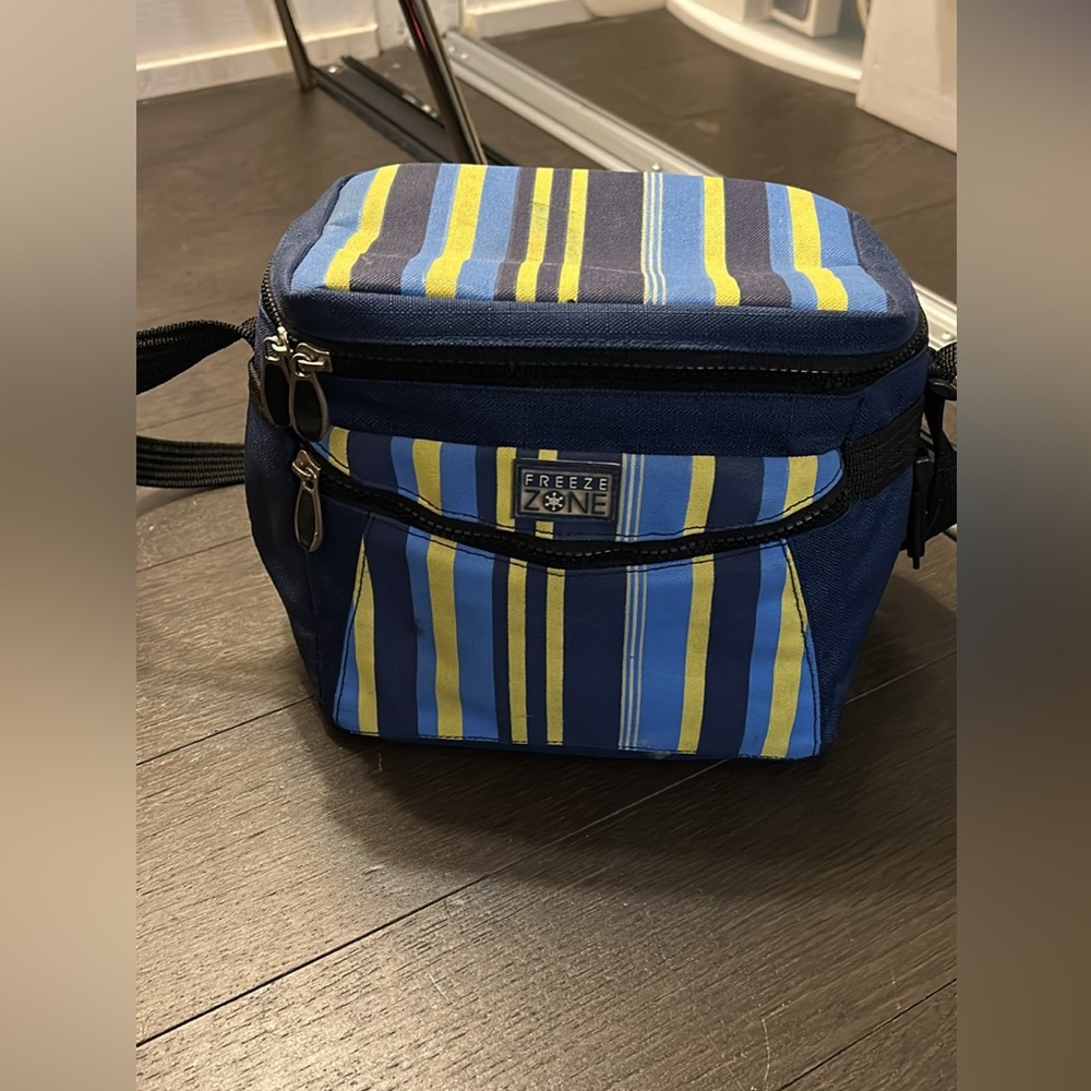 Freeze Zone lunchbox / Insulated food storage lunchbox in Blue &Yellow Stripes